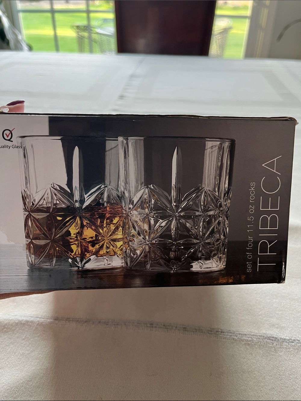 Tribeca 11.5 Cut-Pattern Rocks Glasses - Clear Set of 4 - Picture 4 of 6